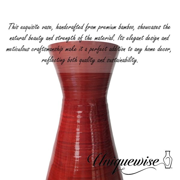 Uniquewise Decorative 24-inch Tall Red Bamboo Floor Vase for Modern Home, Office, Living Room, Bedroom - QI004757