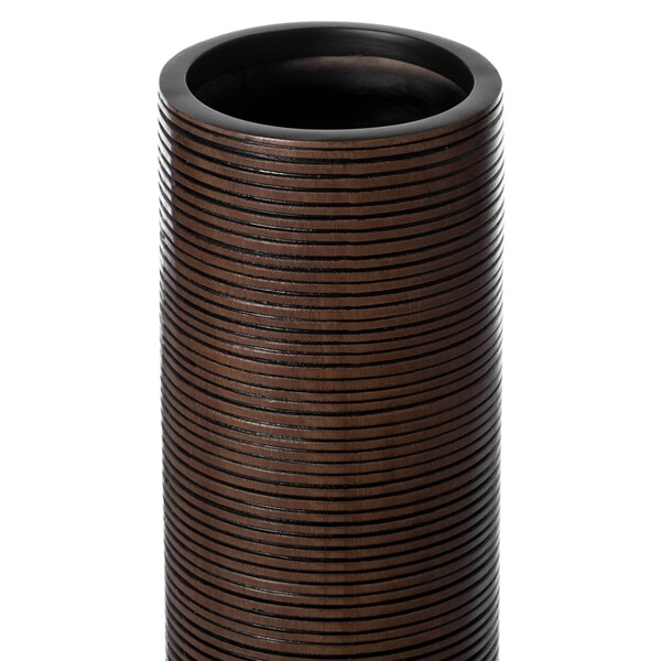Uniquewise Modern Tall Decorative White and Brown Ribbed Cylinder Floor Vase, 25 Inch - QI004190.S