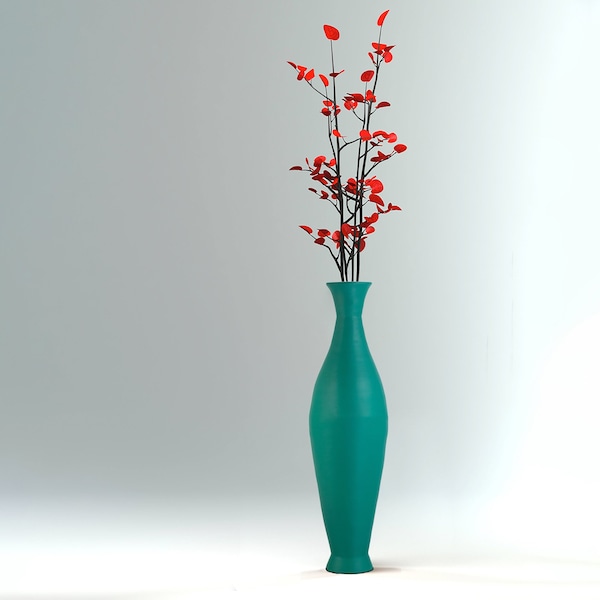 Uniquewise Modern Decorative Bamboo Floor Flower Vase for Living Room, Entryway or Dining, 43 Inch Green - QI004206.L.GN