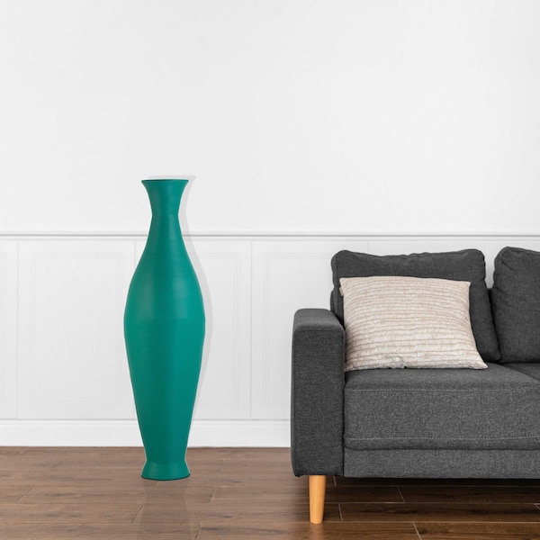 Uniquewise Modern Decorative Bamboo Floor Flower Vase for Living Room, Entryway or Dining, 43 Inch Green - QI004206.L.GN