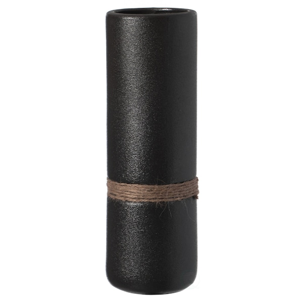 Uniquewise Decorative Modern Ceramic Cylinder Shape Table Vase Flower Holder with Rope, Black 11 Inch - QI004362.L.BK
