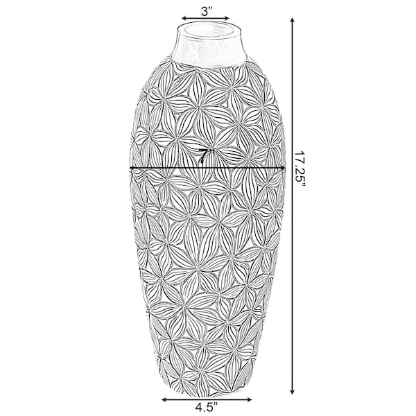 Uniquewise Flower-Inspired Ceramic Vase - Unique White 7-Inch-Dia Round Table Decor - Classic White Pottery - QI004035