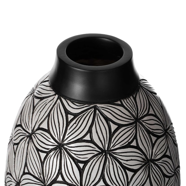 Uniquewise Flower-Inspired Ceramic Vase - Unique White 7-Inch-Dia Round Table Decor - Classic White Pottery - QI004035