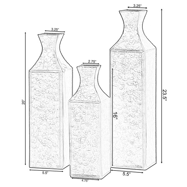 Uniquewise Antique Style Metal Bottle Shape Gold Floor Vase for Entryway, Living Room or Dining Room, Set of 3 - QI004442.3