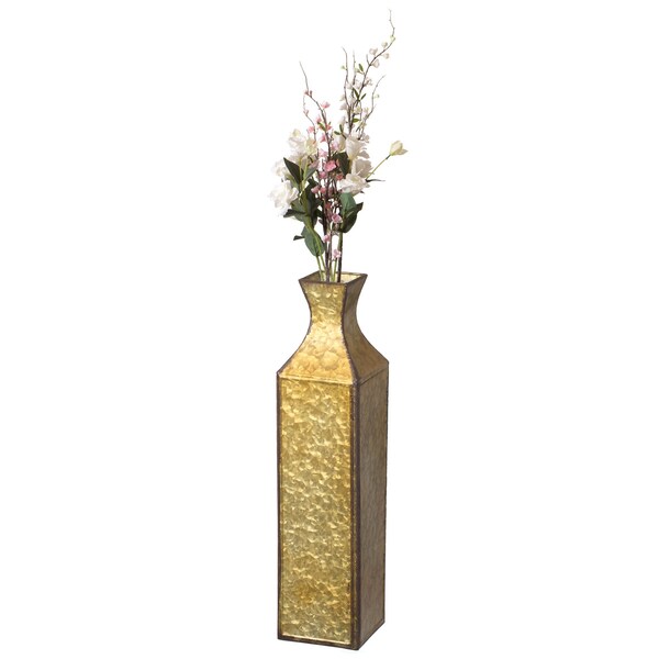 Uniquewise Antique Style Metal Bottle Shape Gold Floor Vase for Entryway, Living Room or Dining Room, Set of 3 - QI004442.3