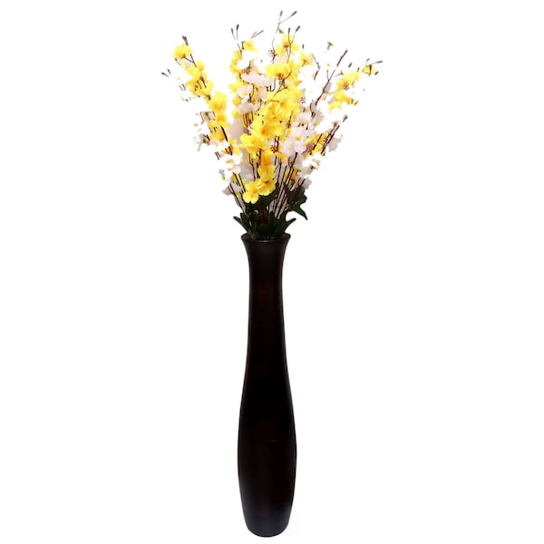 Uniquewise Brown Decorative Contemporary Mango Wood Curved Shaped Floor Vase, 30 Inch - QI004433.M