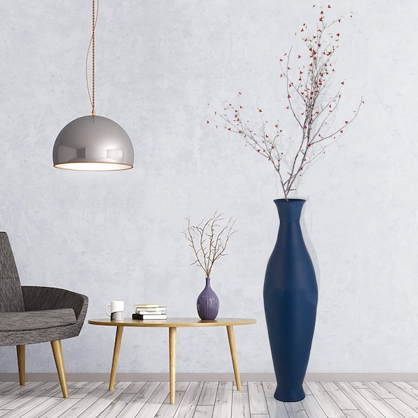 Uniquewise Modern Decorative Bamboo Floor Flower Vase for Living Room, Entryway or Dining - QI004206.L.BL