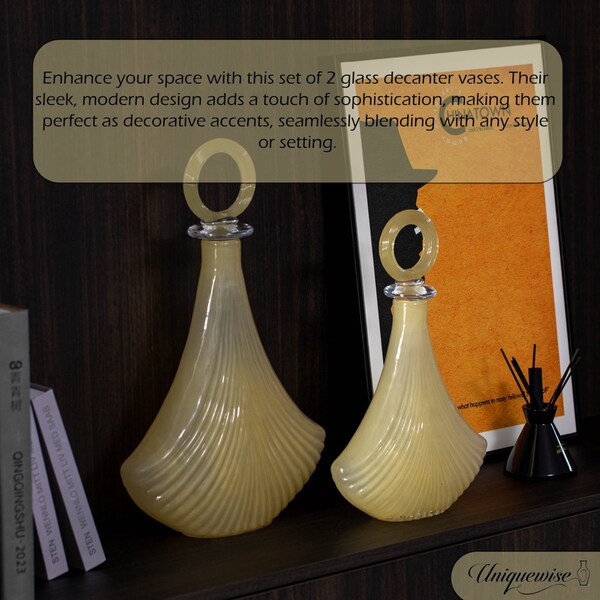 Uniquewise Unique 20-Inch and 16-Inch Decanter-Inspired Glass Vases - Ideal Centerpieces for Entryway - QI004734.2
