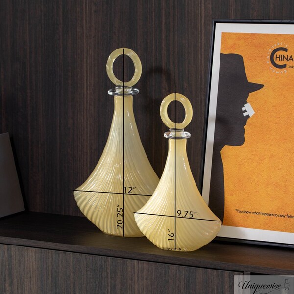 Uniquewise Unique 20-Inch and 16-Inch Decanter-Inspired Glass Vases - Ideal Centerpieces for Entryway - QI004734.2