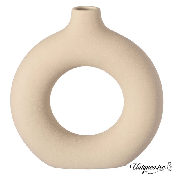Uniquewise 9-Inch Decorative Large Hollow Ceramic Donut Table Vase - Handmade, Minimalist Boho Style,  - QI004733.L