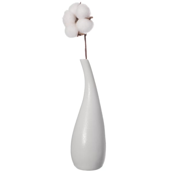 Uniquewise White Contemporary Unique Teardrop Shaped Ceramic Table Vase Flower Holder, 8 Inch - QI004367.S