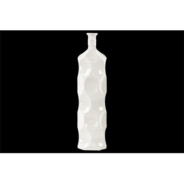 Urban Trends Collection Urban Trends Collection 24401 Ceramic Bottle Vase With Dimpled Sides; Large - White - 24401