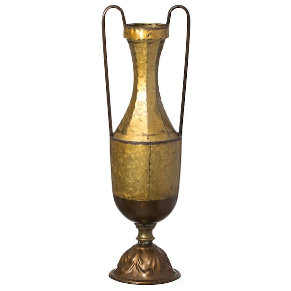 Uniquewise Antique Style 2 Handle Metal Jug Floor Vase for Entryway, Living Room or Dining Room, Small - QI004440.S