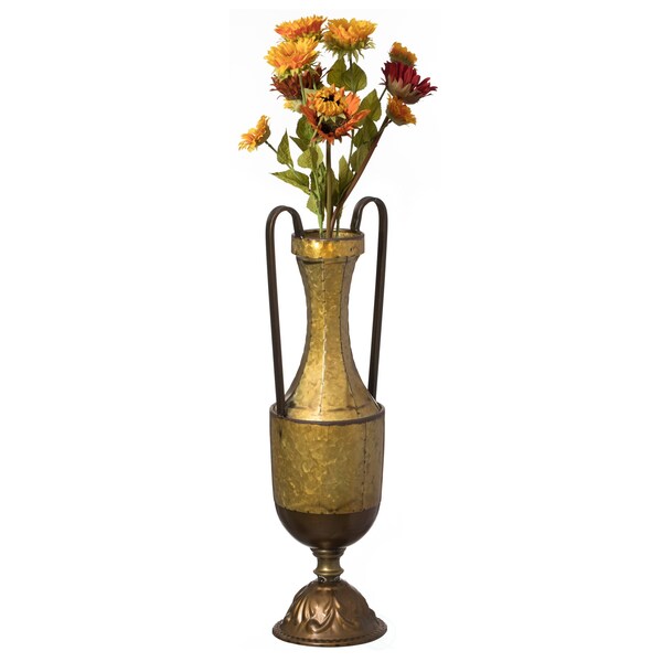 Uniquewise Antique Style 2 Handle Metal Jug Floor Vase for Entryway, Living Room or Dining Room, Small - QI004440.S