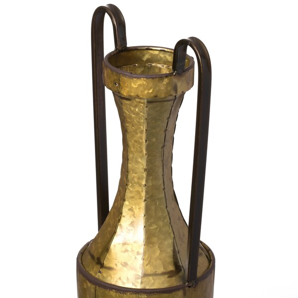 Uniquewise Antique Style 2 Handle Metal Jug Floor Vase for Entryway, Living Room or Dining Room, Small - QI004440.S