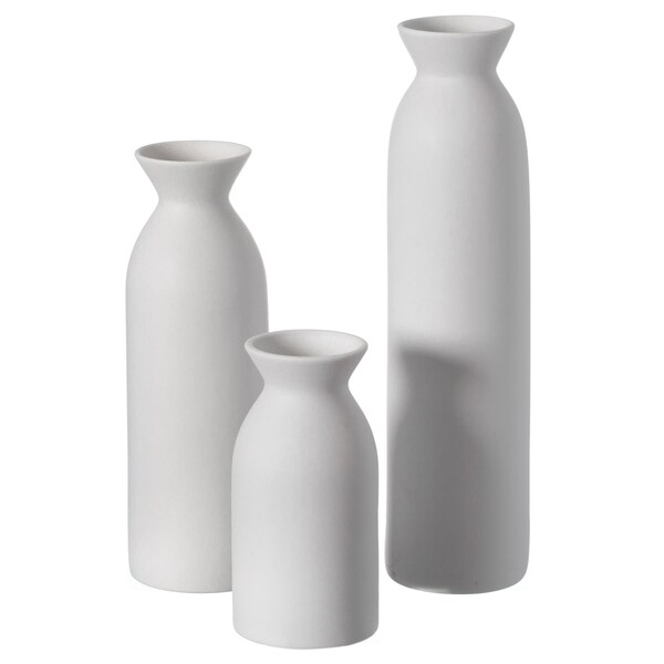Uniquewise Contemporary White Cylinder Shaped Ceramic Table Flower Vase Holder, PK 3 - QI004364.3