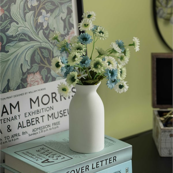 Uniquewise Contemporary White Cylinder Shaped Ceramic Table Flower Vase Holder, PK 3 - QI004364.3