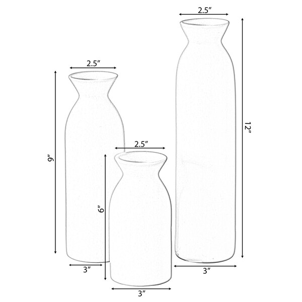 Uniquewise Contemporary White Cylinder Shaped Ceramic Table Flower Vase Holder, PK 3 - QI004364.3