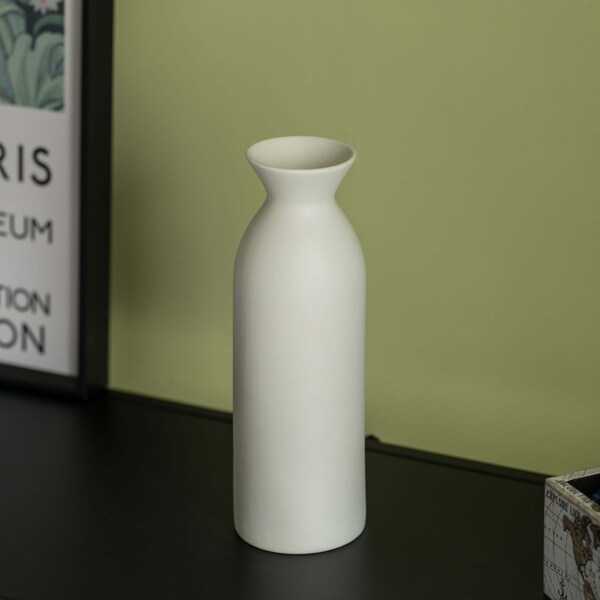 Uniquewise Contemporary White Cylinder Shaped Ceramic Table Flower Vase Holder, PK 3 - QI004364.3