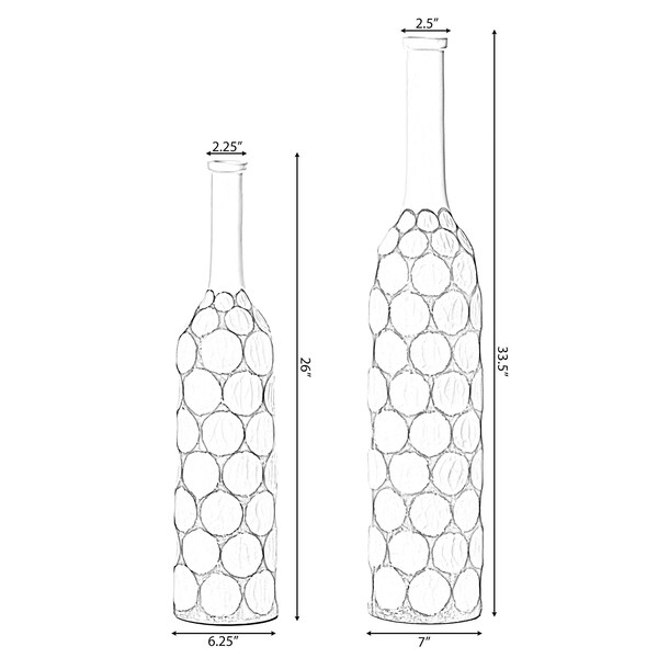 Uniquewise Decorative Contemporary Floor Vase White Carved Divot Bubble Design with Tall Neck, PK 2 - QI004180.2