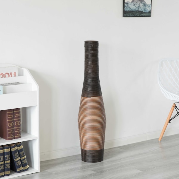 Uniquewise Decorative Freestanding Antique Cylinder Shape Floor Vase, 41" Tall, Brown - QI004140