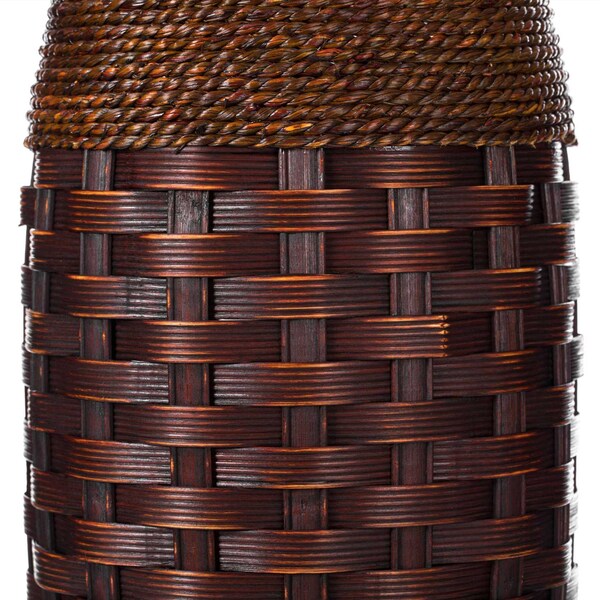 Uniquewise Antique Cylinder Style Floor Vase For Entryway or Living Room, Bamboo Rope, Brown 26" Tall - QI004083