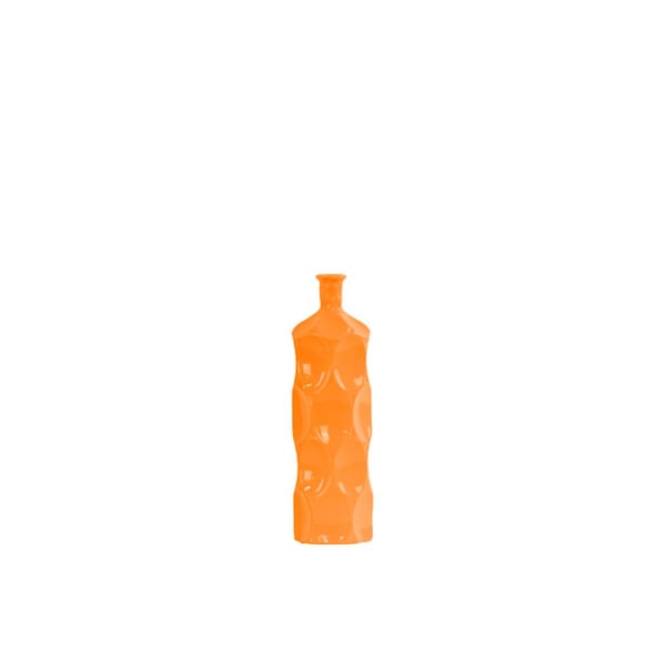 Urban Trends Collection Ceramic Round Bottle Vase With Dimpled Sides- Small - Orange - 24414