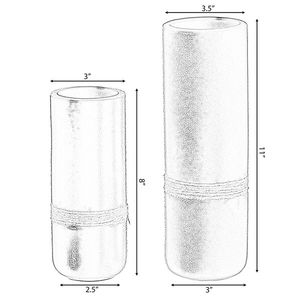 Uniquewise Decorative Modern Ceramic Cylinder Shape Table Vase Flower Holder with Rope, Black, PK 2 - QI004362.2.BK