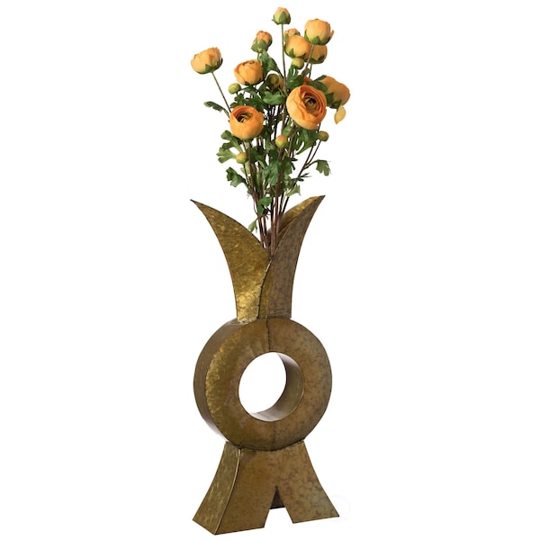 Uniquewise Unique Style Galvanized Gold Metal Design Large Floor Vase for Entryway, Living Room or Dining Room - QI004443.L