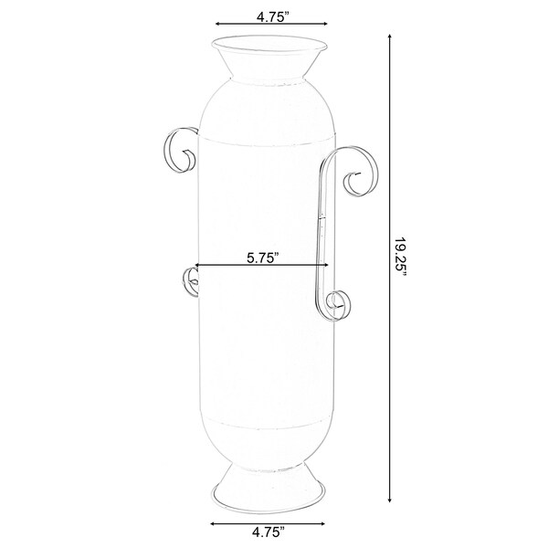 Uniquewise Decorative White Metal Floor Vase With 2 Gold Handles for Entryway, Living Room or Dining Room - QI004444