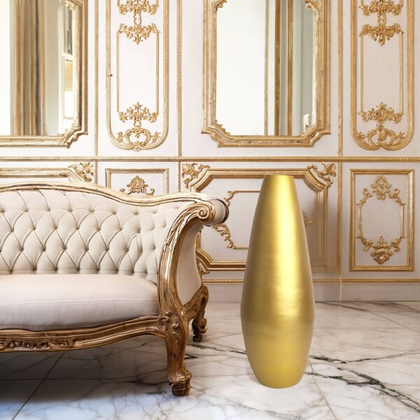 Uniquewise 31.5" Spun Bamboo Modern Tall Floor Vase, Gold Metallic - QI003354G.L