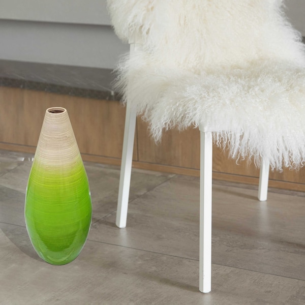Uniquewise Contemporary Bamboo Floor Flower Vase Tear Drop Design for Dining, Living Room, Entryway Decoration - QI004271.M