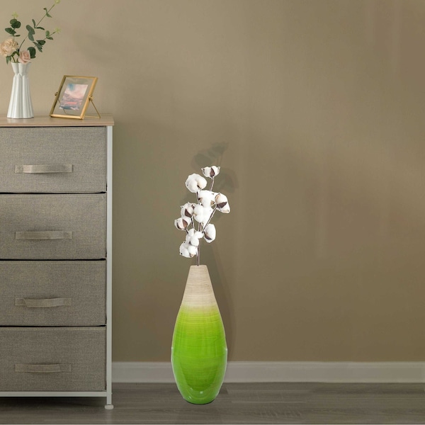 Uniquewise Contemporary Bamboo Floor Flower Vase Tear Drop Design for Dining, Living Room, Entryway Decoration - QI004271.M