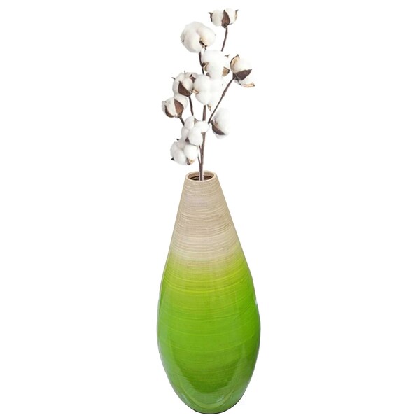 Uniquewise Contemporary Bamboo Floor Flower Vase Tear Drop Design for Dining, Living Room, Entryway Decoration - QI004271.M