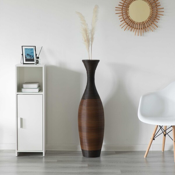 Uniquewise Brown Decorative Antique Trumpet Design 41" Tall Freestanding Floor Vase, Large - QI003828.L