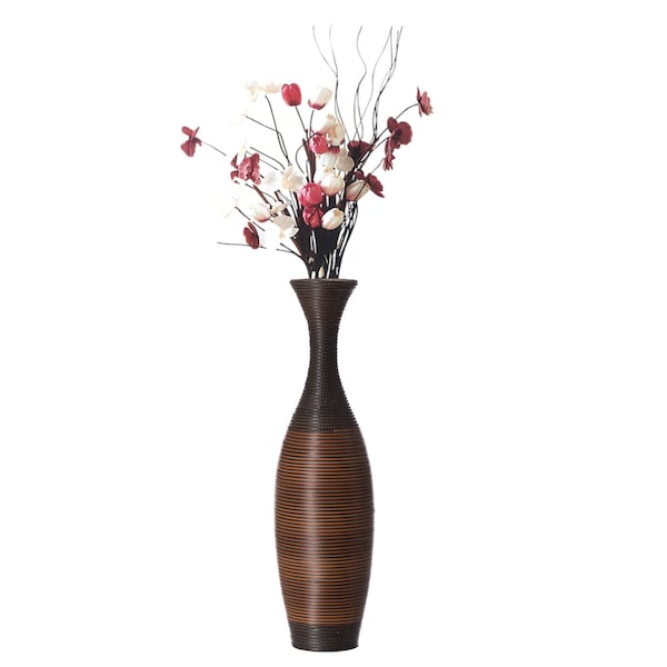 Uniquewise Brown Decorative Antique Trumpet Design 41" Tall Freestanding Floor Vase, Large - QI003828.L