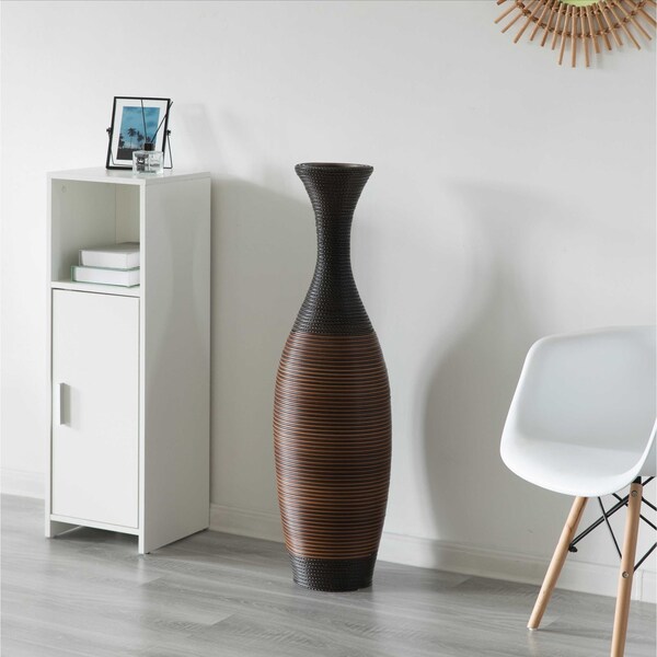 Uniquewise Brown Decorative Antique Trumpet Design 41" Tall Freestanding Floor Vase, Large - QI003828.L