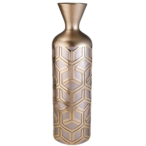 Ore International 6.25 in. x 22 in. Rose Gold Bamboo Weave Vase Decor - K-4274-V2