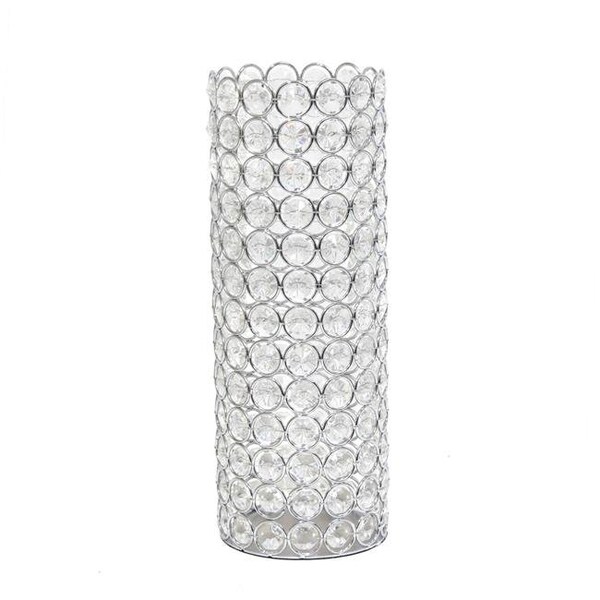 Elegant Garden Design Elegant Designs HG1009-CHR 11.25 in. Elipse Crystal Decorative Vase; Chrome - HG1009-CHR