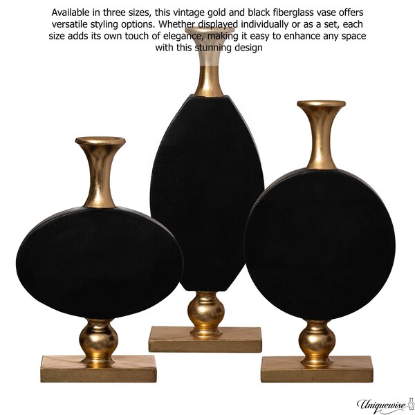 Uniquewise 44 Inch Vintage Gold and Black Fiberglass Tall Floor Vase - Enhances Home Decor with - QI004679.3