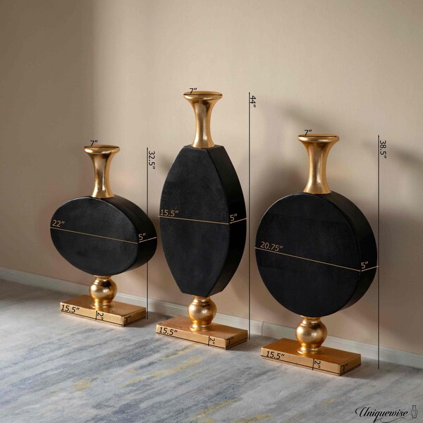 Uniquewise 44 Inch Vintage Gold and Black Fiberglass Tall Floor Vase - Enhances Home Decor with - QI004679.3