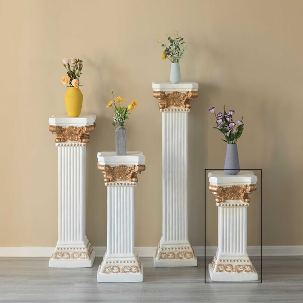Uniquewise Fiberglass White Plinth Roman Column Ionic Piller Pedestal Vase Stand - Photography Props - 27 Inch - QI004125-27