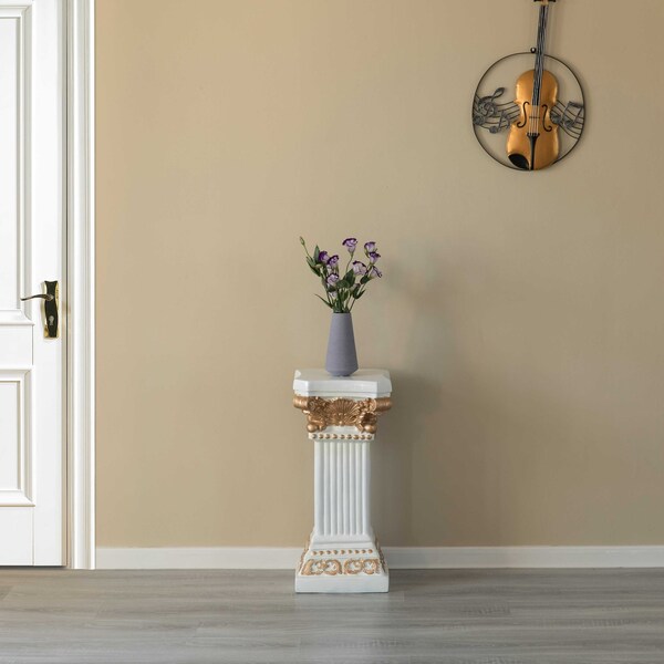 Uniquewise Fiberglass White Plinth Roman Column Ionic Piller Pedestal Vase Stand - Photography Props - 27 Inch - QI004125-27