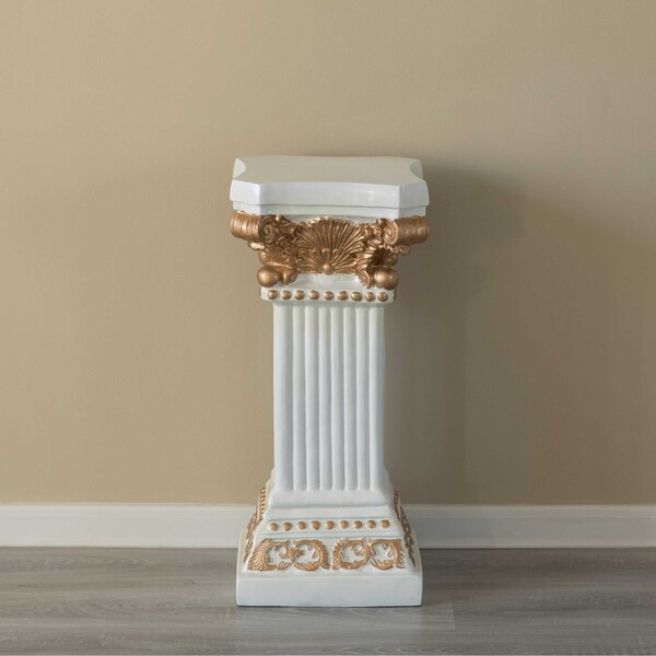 Uniquewise Fiberglass White Plinth Roman Column Ionic Piller Pedestal Vase Stand - Photography Props - 27 Inch - QI004125-27