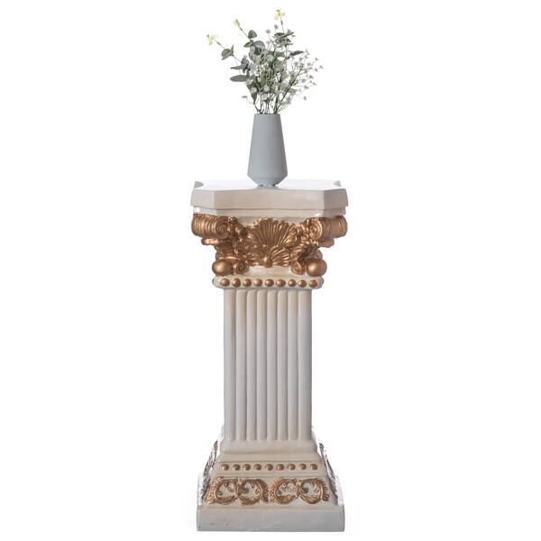 Uniquewise Fiberglass White Plinth Roman Column Ionic Piller Pedestal Vase Stand - Photography Props - 27 Inch - QI004125-27