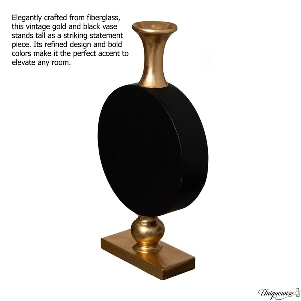 Uniquewise 38 Inch Vintage Gold and Black Fiberglass Tall Floor Vase - Enhances Home Decor with - QI004679.M