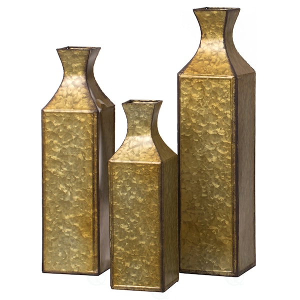 Uniquewise Antique Style Metal Bottle Shape Gold Floor Vase for Entryway, Living Room or Dining Room, Large - QI004442.L