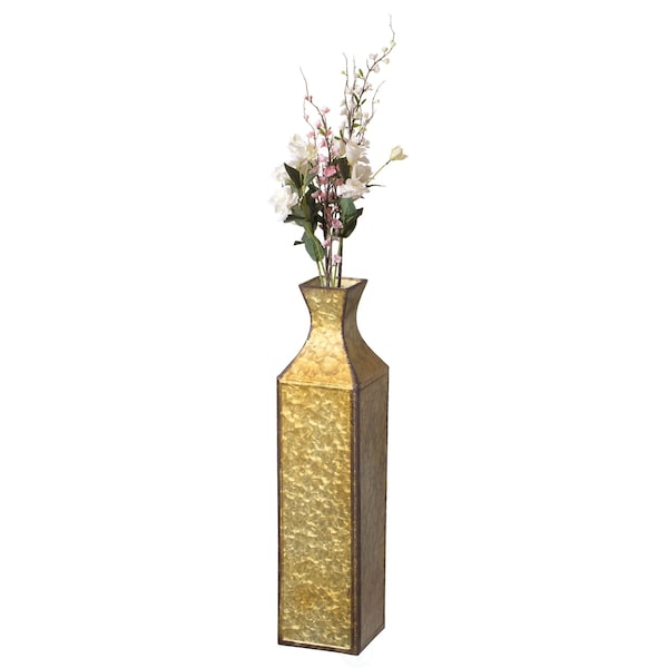 Uniquewise Antique Style Metal Bottle Shape Gold Floor Vase for Entryway, Living Room or Dining Room, Large - QI004442.L