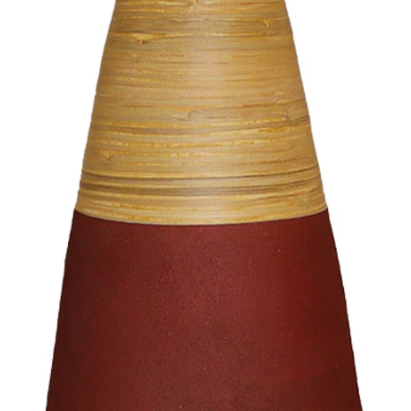 Uniquewise 31.5 in Tall Handcrafted Bamboo Floor Vase, Burgundy and Natural - QI003353R.L