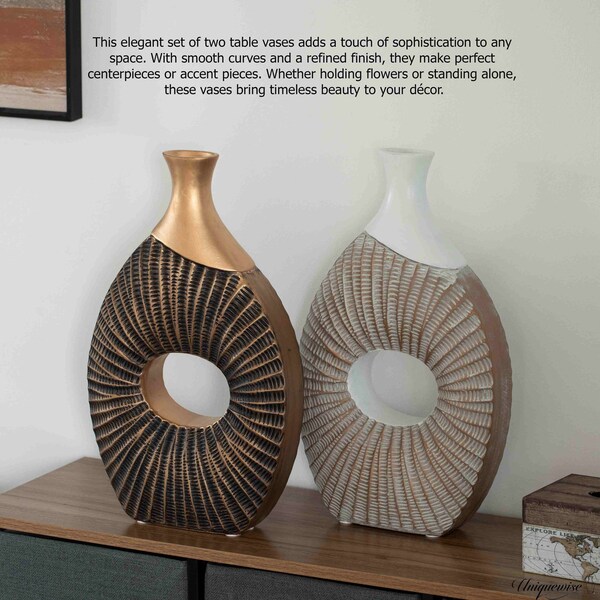 Uniquewise Set of 2 19-Inch Farmhouse Vase - Decorative Piece for Boho Kitchen, Bedroom Table, Home - QI004688.2